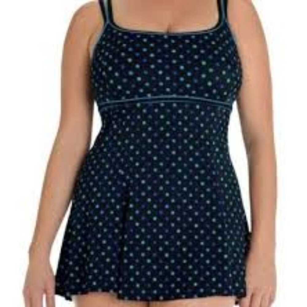 Longitude Women's Swimwear Empire Princess Seam Soft Cup Long Torso Swimdress